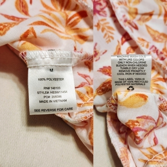Hippie Rose Floral Tie Strap Smocked Top Ivory Orange Medium - Picture 11 of 12